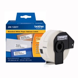 Cinta Brother DK-1201 29mm x 90.3mm (1.1″ x 3.5″) Negro Sobre Blanco 400 Etiquetas