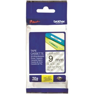 Cinta Brother TZE-121 | Negro sobre Transparente 9mm (3/8″) x 8 mts.
