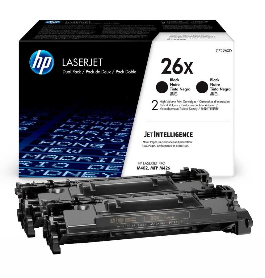 Toner HP Lj 26X (CF226XD) Negro Dual Pack 9,000 Pag LaserJet Pro M402dn