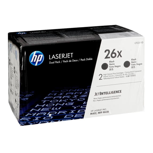 Toner HP Lj 26X (CF226XD) Negro Dual Pack 9,000 Pag LaserJet Pro M402dn